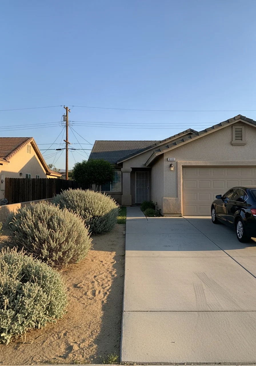 A Hemet home exterior showing typical Central Riverside construction and neighborhood character.